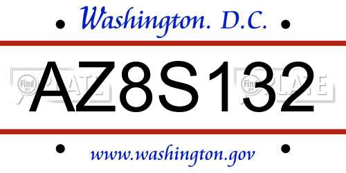 AZ8S132 District Of Columbia License Plate