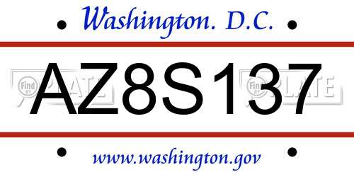 AZ8S137 District Of Columbia License Plate