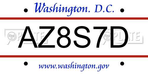 AZ8S7D District Of Columbia License Plate