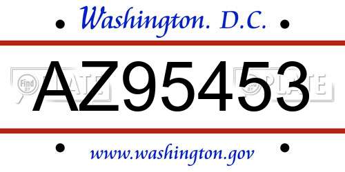 AZ95453 District Of Columbia License Plate