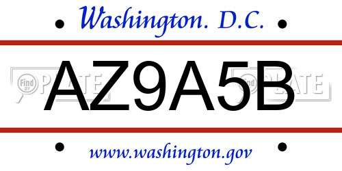 AZ9A5B District Of Columbia License Plate