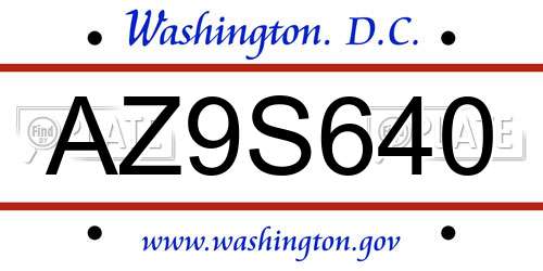 AZ9S640 District Of Columbia License Plate