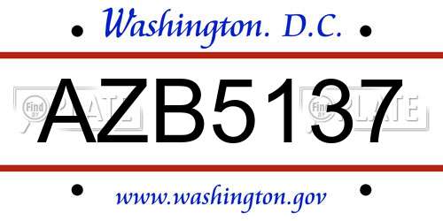 AZB5137 District Of Columbia License Plate