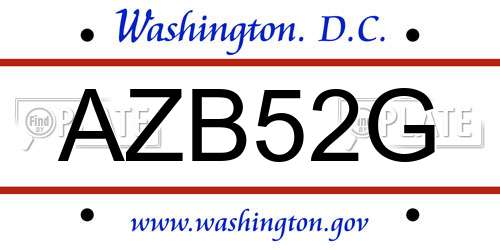 AZB52G District Of Columbia License Plate