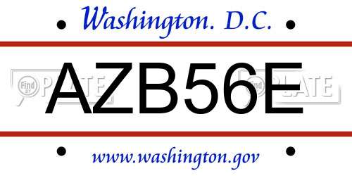 AZB56E District Of Columbia License Plate