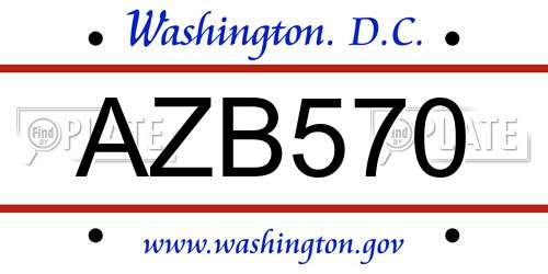 AZB570 District Of Columbia License Plate