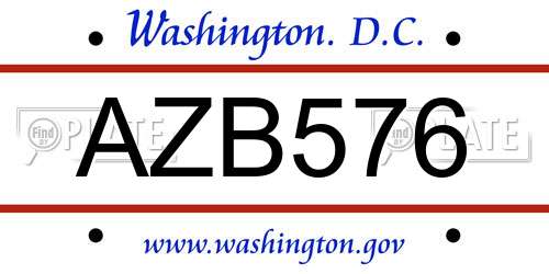 AZB576 District Of Columbia License Plate