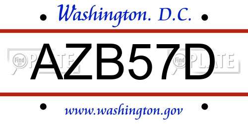 AZB57D District Of Columbia License Plate