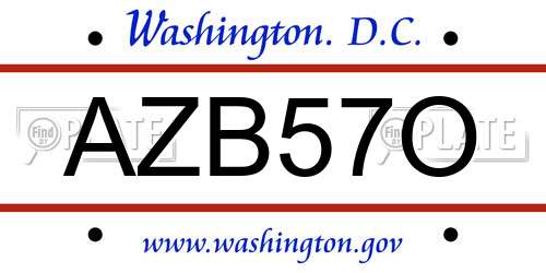 AZB57O District Of Columbia License Plate
