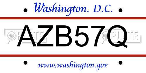 AZB57Q District Of Columbia License Plate