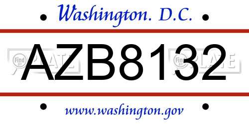AZB8132 District Of Columbia License Plate