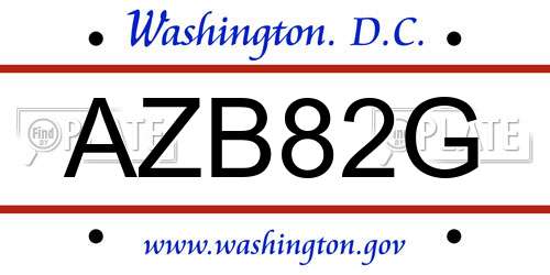 AZB82G District Of Columbia License Plate