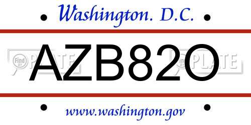 AZB82O District Of Columbia License Plate