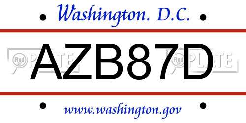 AZB87D District Of Columbia License Plate