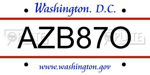 AZB87O District Of Columbia License Plate