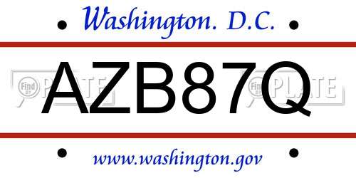 AZB87Q District Of Columbia License Plate