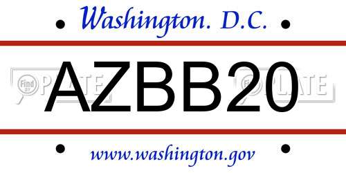 AZBB20 District Of Columbia License Plate