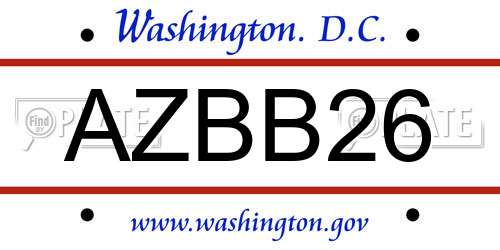 AZBB26 District Of Columbia License Plate