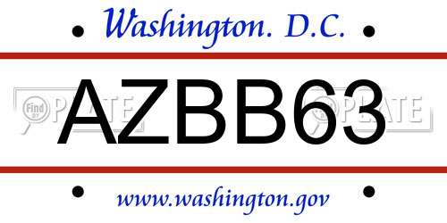 AZBB63 District Of Columbia License Plate