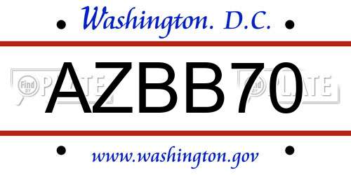 AZBB70 District Of Columbia License Plate