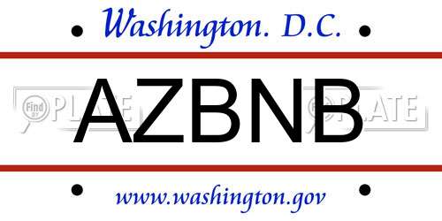 AZBNB District Of Columbia License Plate
