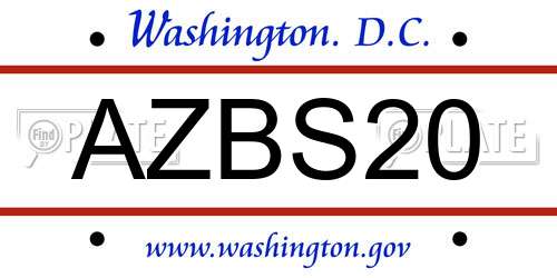 AZBS20 District Of Columbia License Plate
