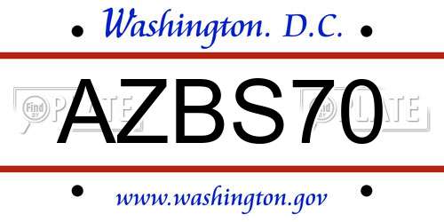 AZBS70 District Of Columbia License Plate
