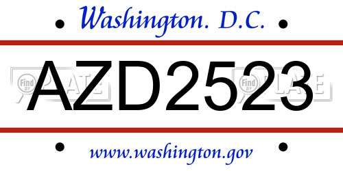 AZD2523 District Of Columbia License Plate