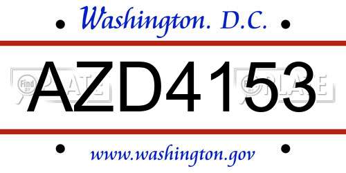 AZD4153 District Of Columbia License Plate