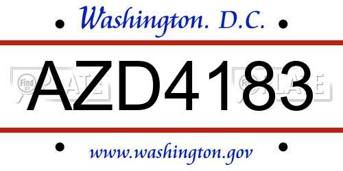 AZD4183 District Of Columbia License Plate