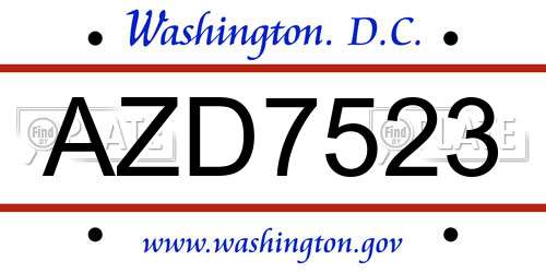 AZD7523 District Of Columbia License Plate