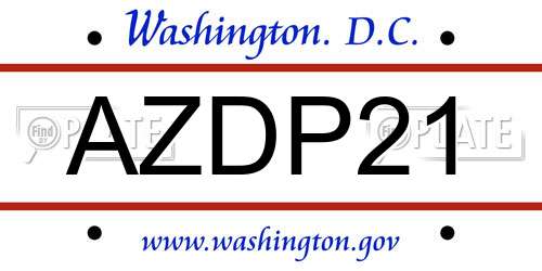AZDP21 District Of Columbia License Plate