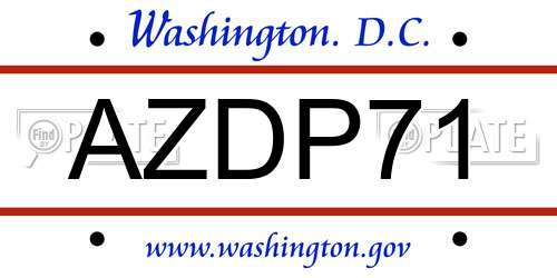 AZDP71 District Of Columbia License Plate