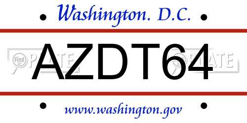AZDT64 District Of Columbia License Plate