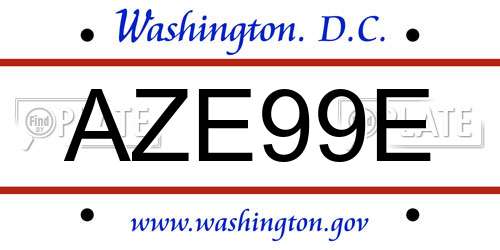 AZE99E District Of Columbia License Plate