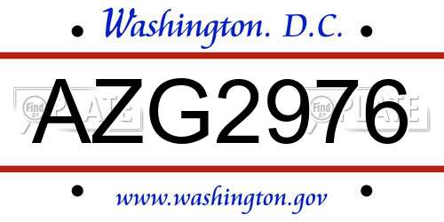 AZG2976 District Of Columbia License Plate