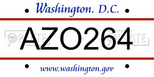 AZO264 District Of Columbia License Plate