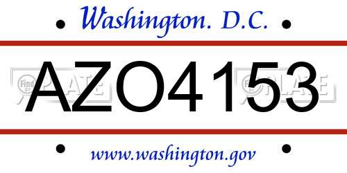 AZO4153 District Of Columbia License Plate