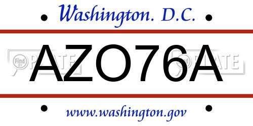 AZO76A District Of Columbia License Plate
