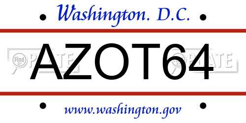 AZOT64 District Of Columbia License Plate