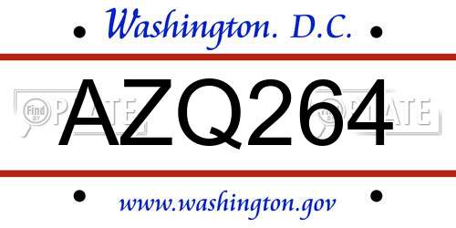 AZQ264 District Of Columbia License Plate