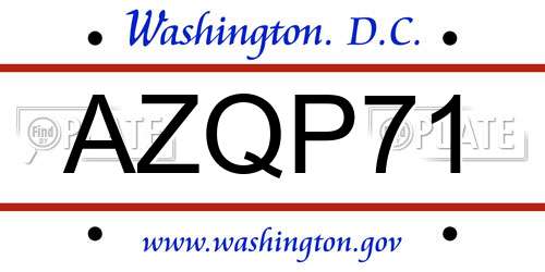 AZQP71 District Of Columbia License Plate