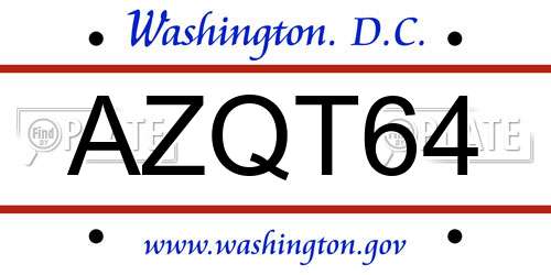 AZQT64 District Of Columbia License Plate