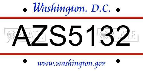AZS5132 District Of Columbia License Plate