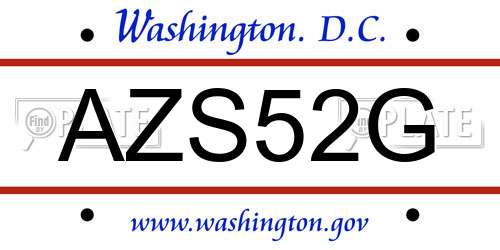 AZS52G District Of Columbia License Plate