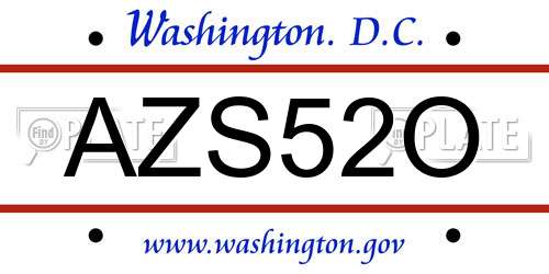 AZS52O District Of Columbia License Plate