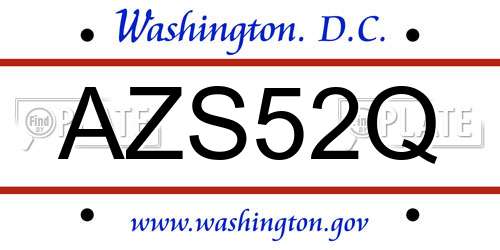 AZS52Q District Of Columbia License Plate