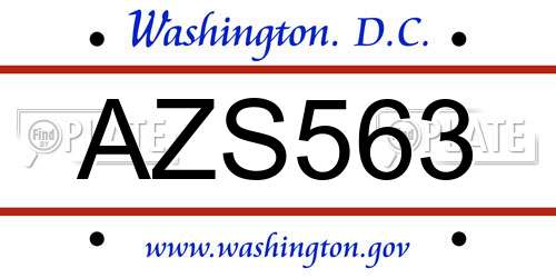 AZS563 District Of Columbia License Plate