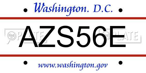AZS56E District Of Columbia License Plate