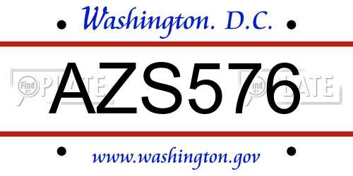 AZS576 District Of Columbia License Plate